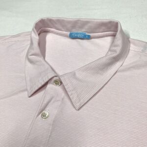 J McLAUGHLIN Polo Shirt Men XL Pink Micro Stripe Performance Fabric Golf Casual